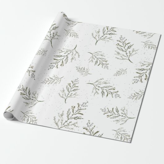 Winter Green Foliage Muster Geschenkpapier (Ungerollt)