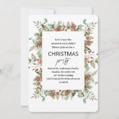 Winter Green Pine Cone Rahmen Weihnachten Einladung (Vorderseite)