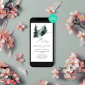 Winter Green Pine Snow Foto Hochzeit Party Einladung