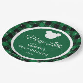Winter Green Plaid Merry Little Baby Shower Pappteller (Schrägansicht)