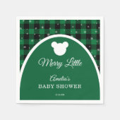 Winter Green Plaid Merry Little Baby Shower Serviette (Vorderseite)
