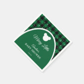 Winter Green Plaid Merry Little Baby Shower Serviette (Ecke)