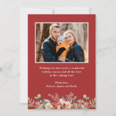 Winter Green Red Floral Frohe Weihnachten Foto (Rückseite)