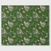 Winter Green Robin Greenerity Watercolor Geschenkpapier (Flach)
