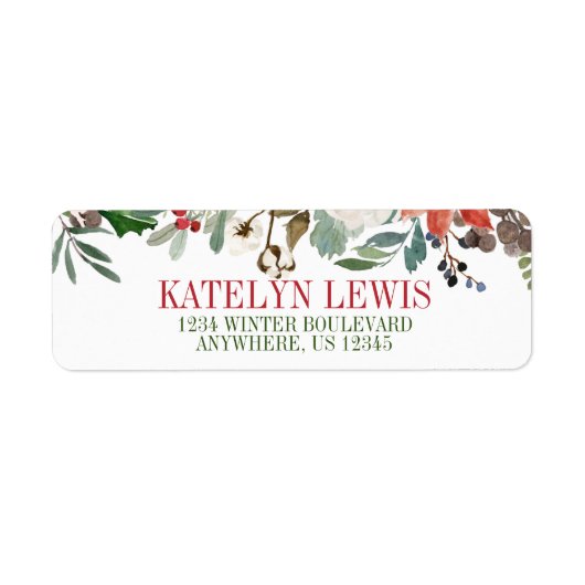Winter Greenerity Address Labels mit Holly (Vorne)