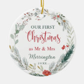 Winter Greenery 1. Weihnachten gemeinsam Foto Keramik Ornament (Vorne)