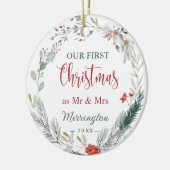 Winter Greenery 1. Weihnachten gemeinsam Foto Keramik Ornament (Links)