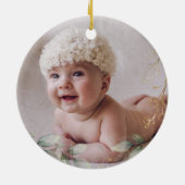 Winter Greenery Arctic Animals Baby 1. Weihnachten Keramik Ornament (Hinten)