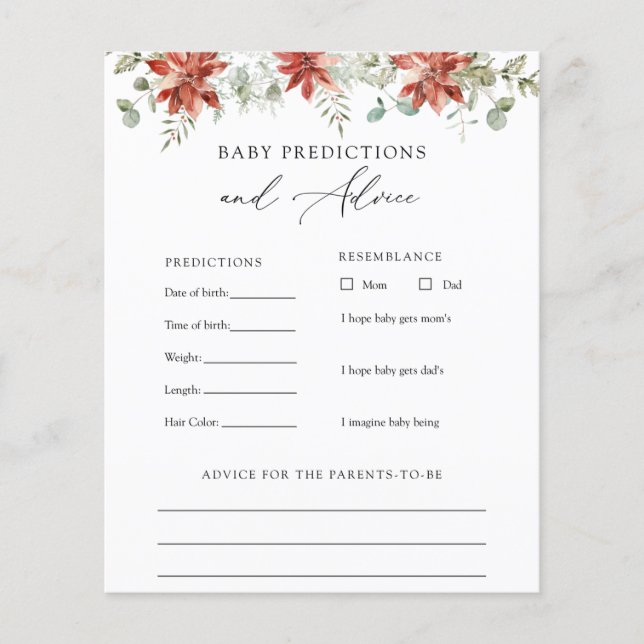 Winter Greenery Baby Advice and Predictions Card (Vorderseite)