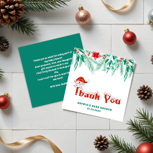 Winter Greenery Baby Shower Budget Vielen Dank Mitteilungskarte