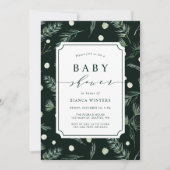 Winter Greenery Baby Shower Einladung (Vorderseite)