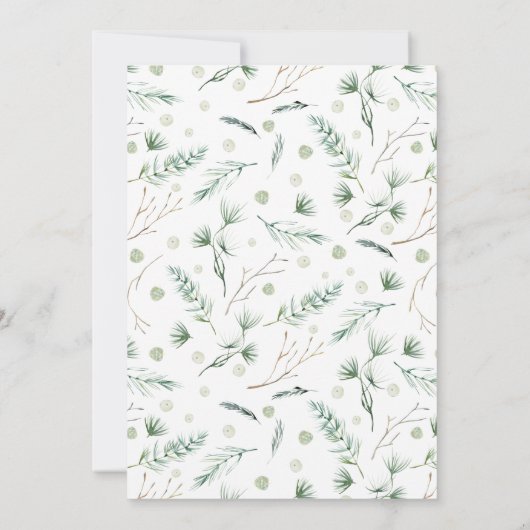 Winter Greenery Baby Shower Einladung (Rückseite)