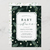 Winter Greenery Baby Shower Einladung (Vorne/Hinten)