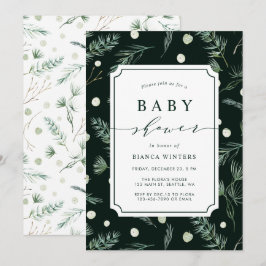 Winter Greenery Baby Shower Einladung