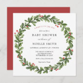Winter Greenery Baby Shower Einladung (Vorne/Hinten)