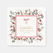 Winter Greenery Baby Shower Paper Napkins Serviette (Vorderseite)