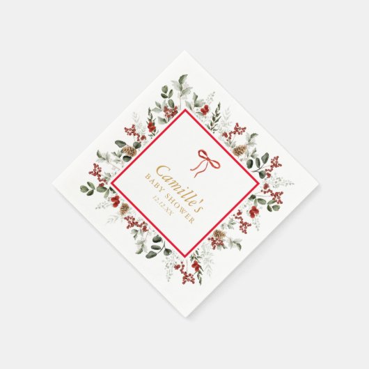 Winter Greenery Baby Shower Paper Napkins Serviette (Ecke)