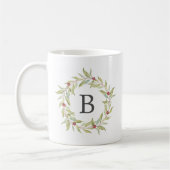 Winter Greenery Berries Wreath Monogram Kaffeetasse (Links)