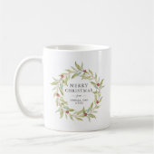 Winter Greenery Berries Wreath Monogram Kaffeetasse (Links)