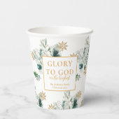 Winter Greenery Bible Verse Religiöse Weihnachten Pappbecher (Rückseite)