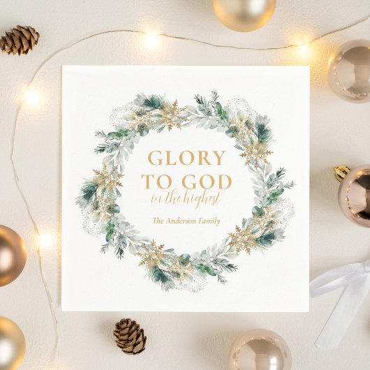 Winter Greenery Bible Verse Religiöse Weihnachten Serviette