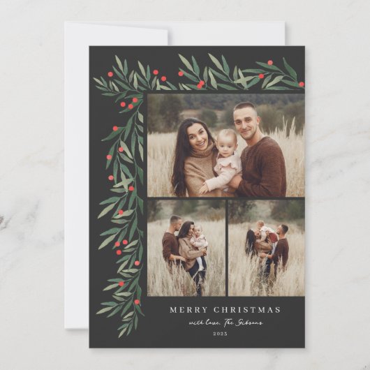 Winter Greenery Black 3 Foto Weihnachten (Vorderseite)