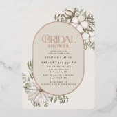 Winter Greenery Bloral Oval Brautparty Folieneinladung (Vorderseite)