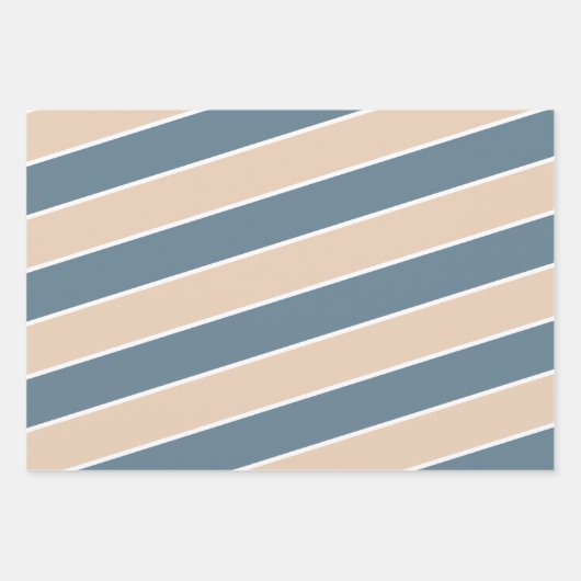 Winter Greenery Blue und Tan Patterns Weihnachten Geschenkpapier Set (Vorderseite 2)