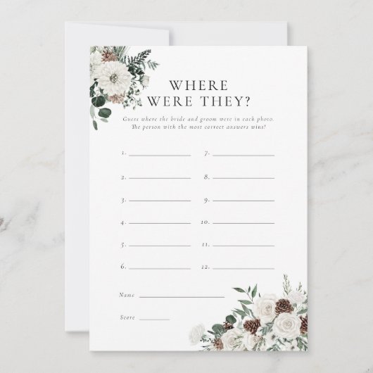 Winter Greenery Blumen, wo sie Spielkarte waren Einladung (Vorderseite)