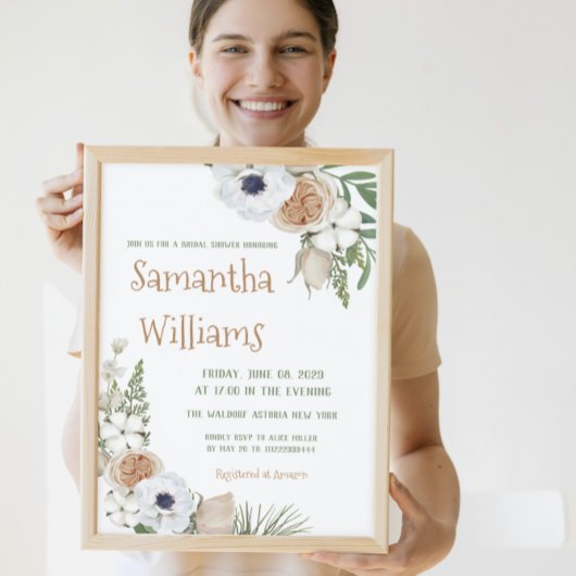 Winter Greenery Blumencotton Pine Brautparty Einladung