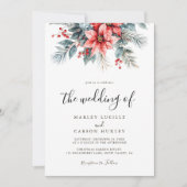Winter Greenery Blumenweihnachtsfest Hochzeit Einladung (Vorderseite)