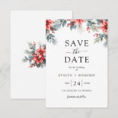 Winter Greenery Blumenweihnachtsfest Hochzeit Save The Date (Vorne/Hinten)