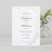 Winter Greenery Boho Rahmen Elegant White Wedding Folieneinladung (Stehend vorne)