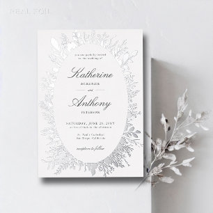 Winter Greenery Boho Rahmen Elegant White Wedding Folieneinladung