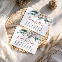 Winter Greenery Books For Baby Shower Card Begleitkarte