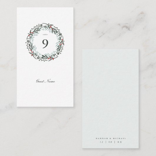 Winter Greenery Botanischer Gaststag Platzkarte (Vorne/Hinten)