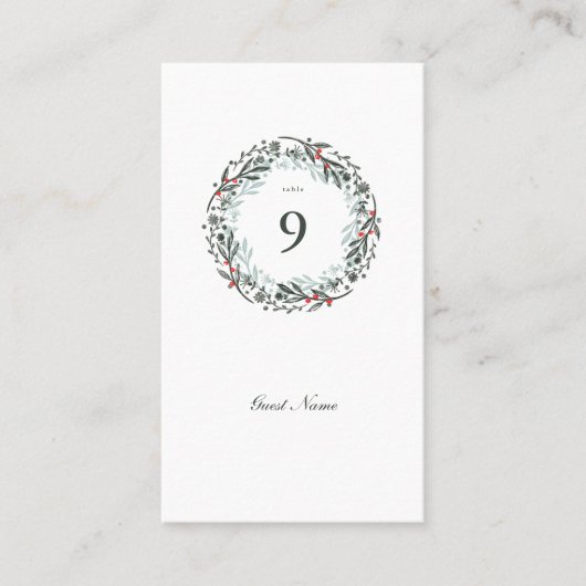 Winter Greenery Botanischer Gaststag Platzkarte (Vorderseite)