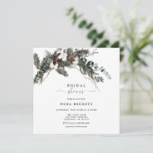 Winter Greenery Bouquet Brautparty Einladung (Stehend Vorderseite)