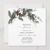 Winter Greenery Bouquet Brautparty Einladung (Vorderseite)