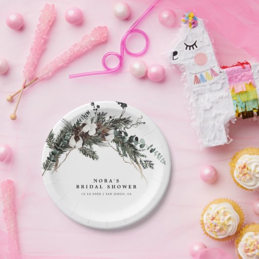 Winter Greenery Bouquet Pappteller (Party)