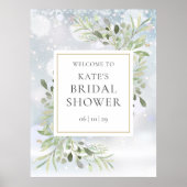 Winter Greenery Brautparty Begrüßungszeichen Poster (Vorne)