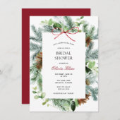 Winter Greenery Brautparty Einladung (Vorne/Hinten)