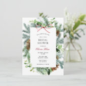 Winter Greenery Brautparty Einladung (Stehend Vorderseite)