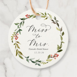 Winter Greenery Brautparty Elegant Gefallen Tags Geschenkanhänger