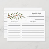 Winter Greenery Brautparty Rezept Karte (Vorne/Hinten)