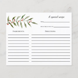 Winter Greenery Brautparty Rezept Karte