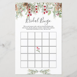 Winter Greenery Bridal Bingo Game Paper Sheet