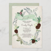 Winter Greenery Bridal Dusche Einladung (Vorne/Hinten)