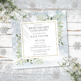 Winter Greenery Bridesmaids Luncheon Square Einladung
