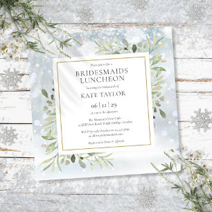 Winter Greenery Bridesmaids Luncheon Square Einladung